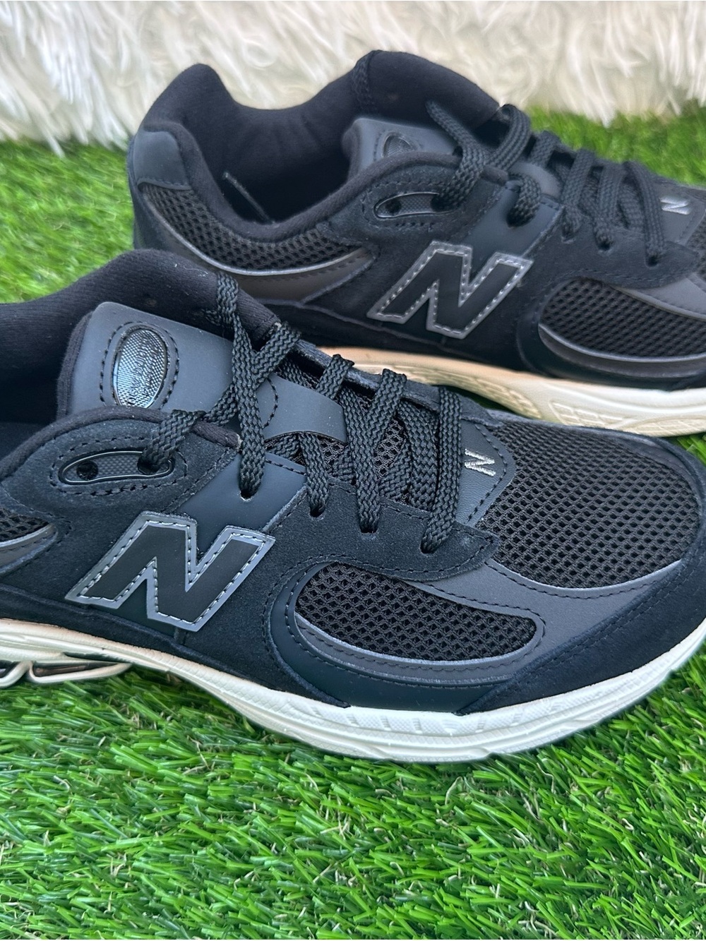 New Balance 2002R Black and White Athletic Sneakers